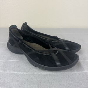 Clarks Privo P-Berry Slip On Ballerina Sneakers Nubuck Suede Leather Black 8